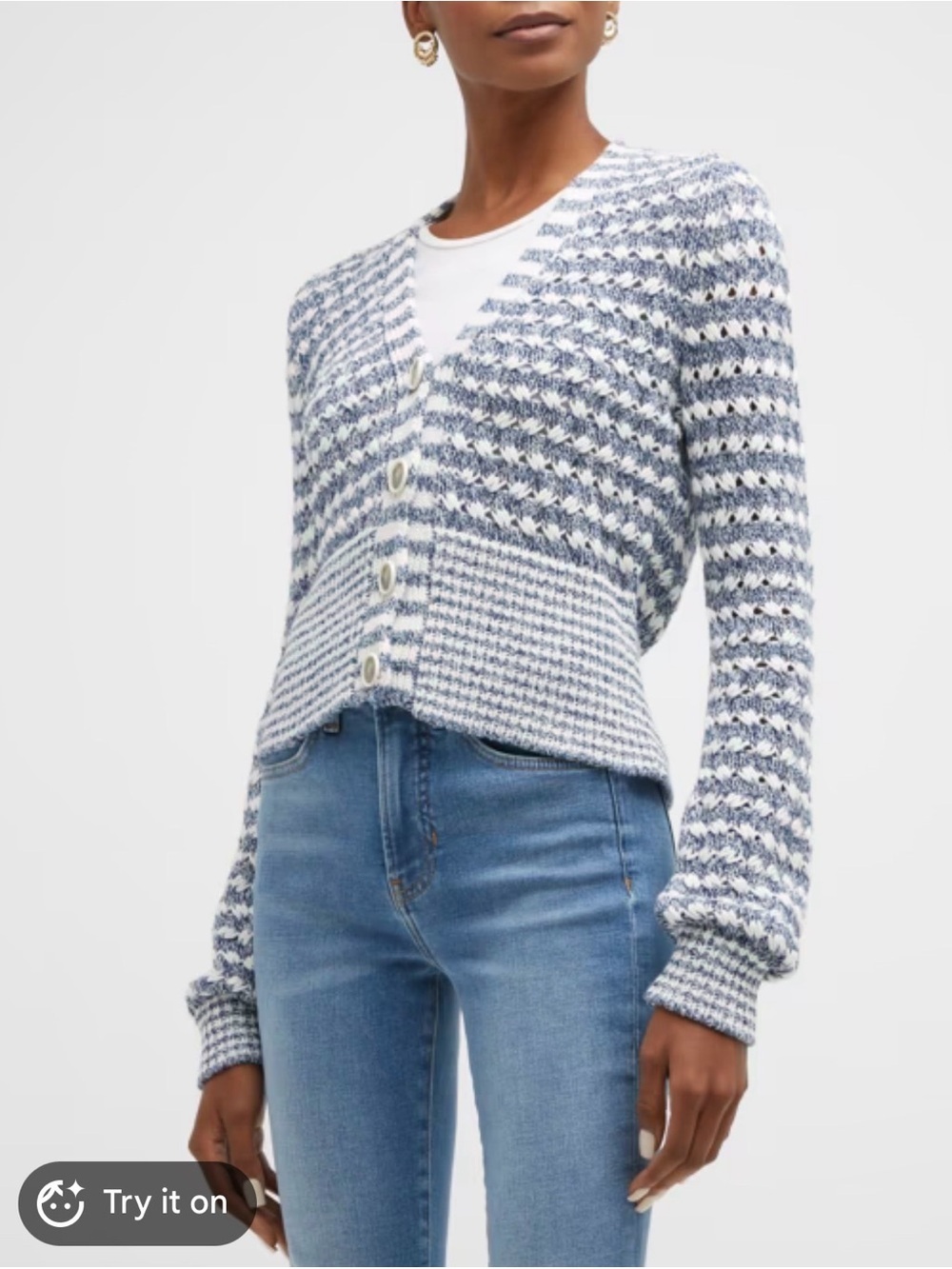 Veronica Beard Artura Mixed-Stitch Cotton Cardigan